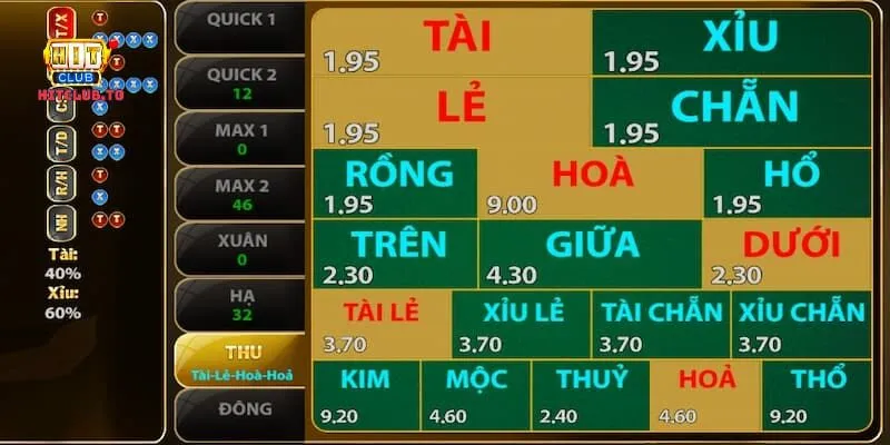 Trên dưới cửa cược Keno Hit Club