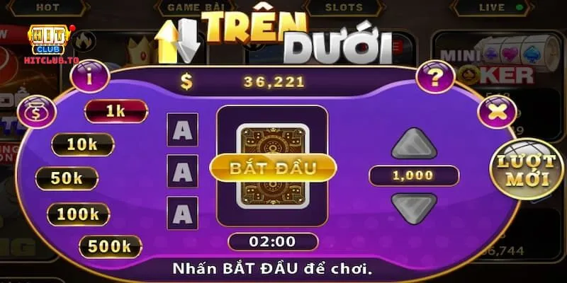 Cách chơi mini game trên dưới HitClub